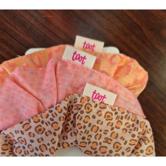 Set Of 3 Scrunchies Leopard & Heart Patterns Pink & Orange Hair  By Talking Out - Picture 4 of 5